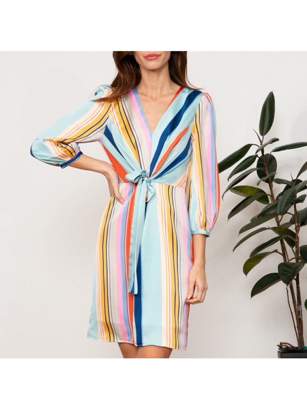 Lucy‎ Paris Multicolor Striped Midi Dress Size XS